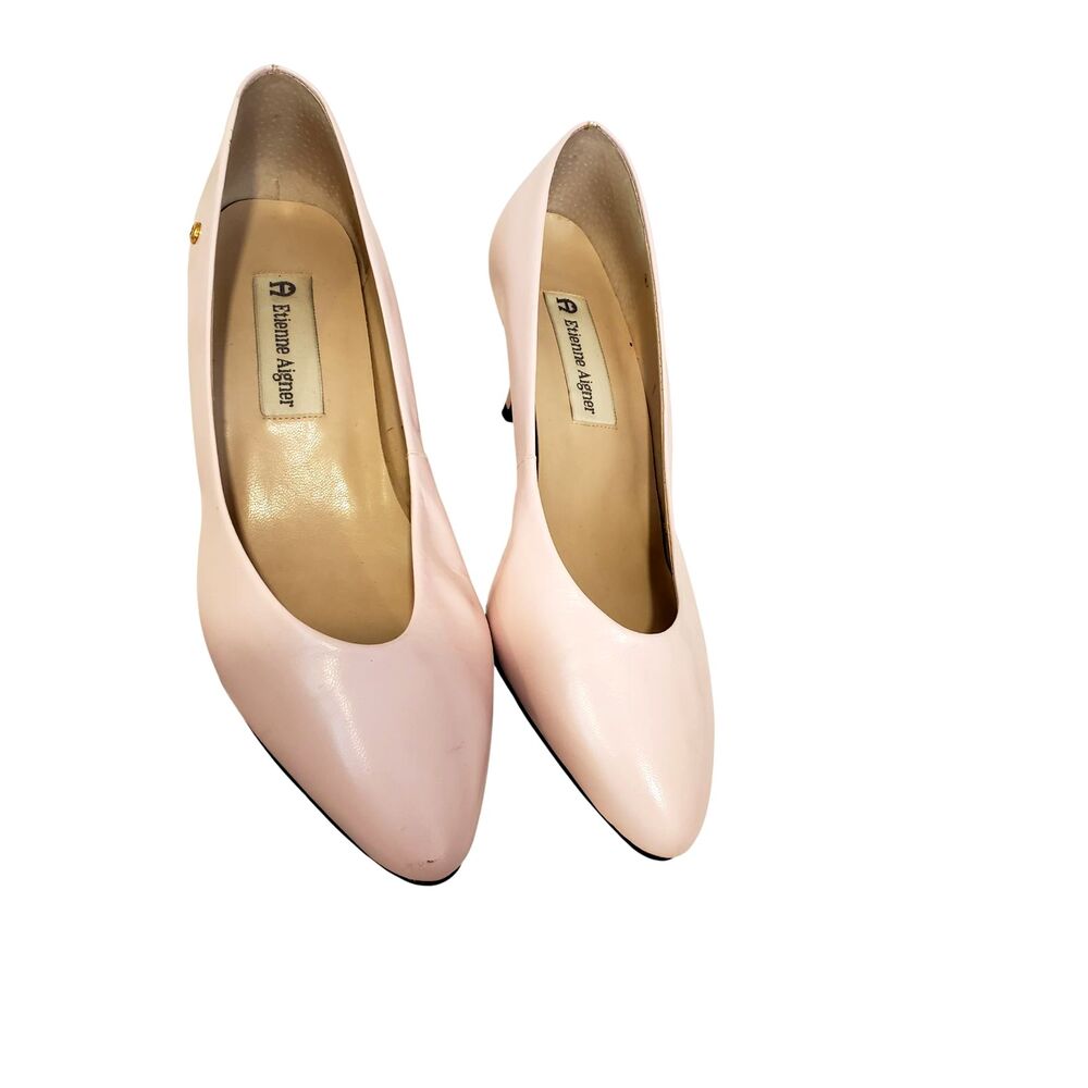 Vintage Etienne Aigner Pastel Pink Pumps Pastel Leather Heels Sz 7 Coquette 90s